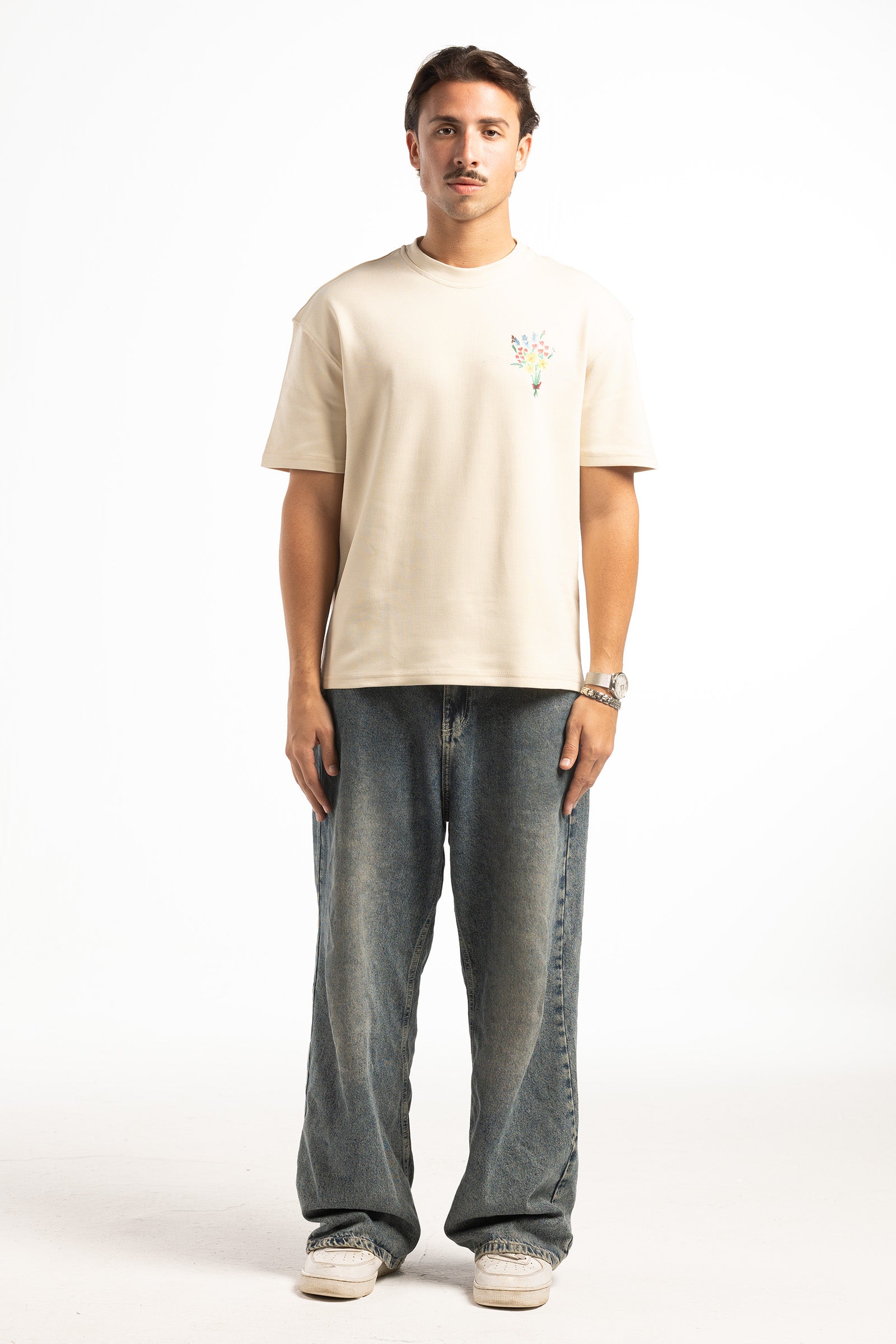 FLOWERS T-SHIRT - CREAM