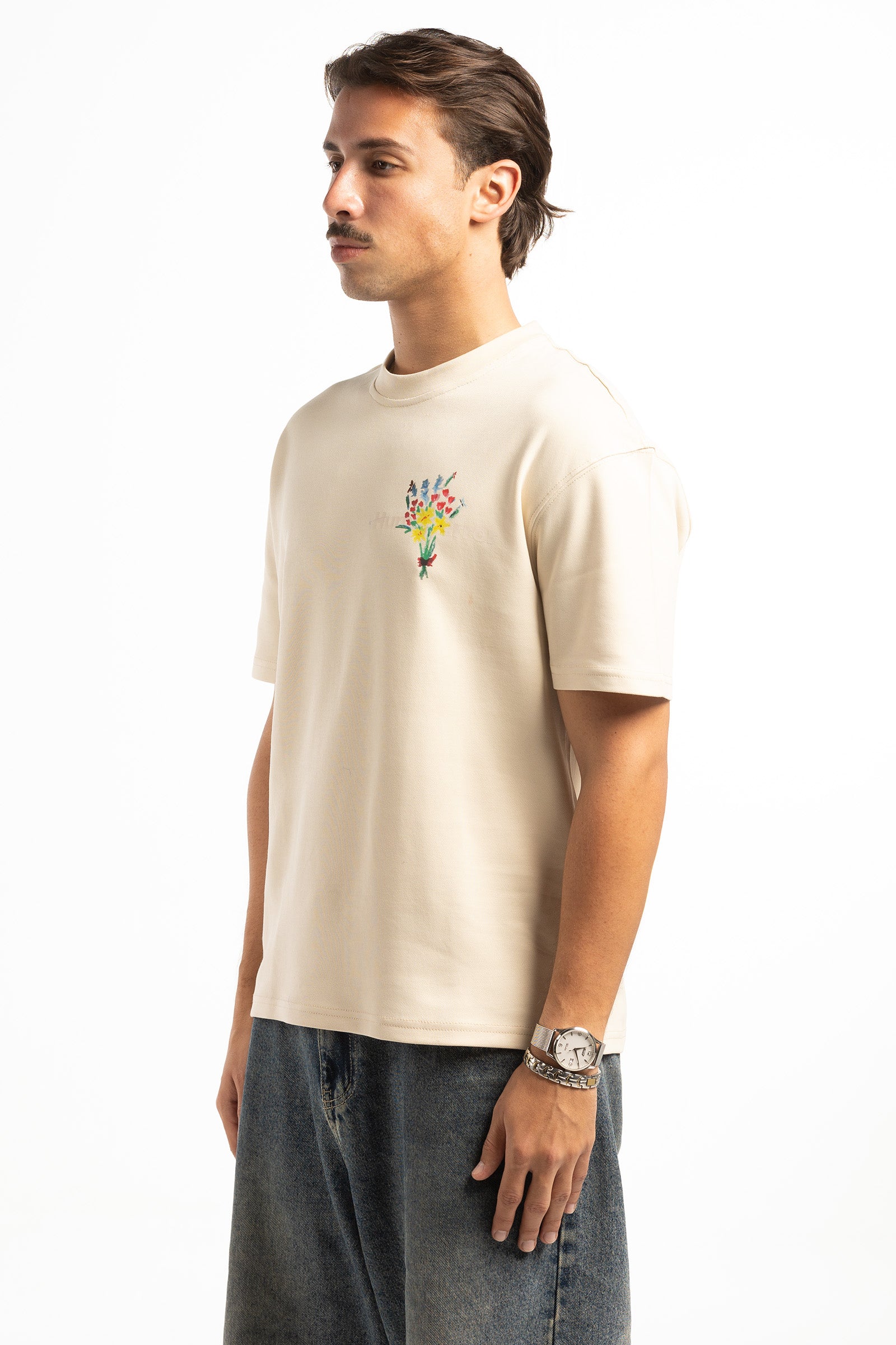 FLOWERS T-SHIRT - CREAM