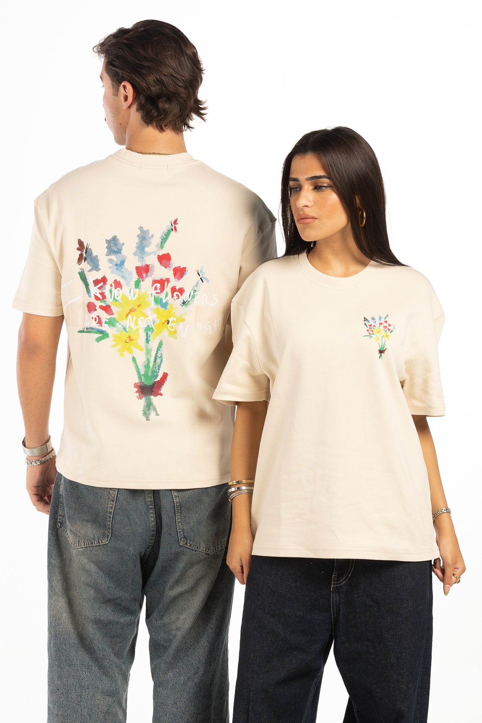 FLOWERS T-SHIRT - CREAM