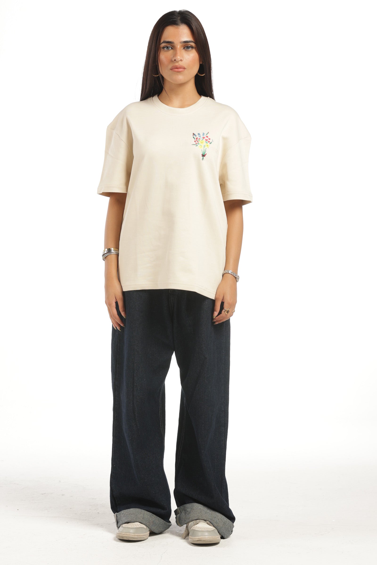 FLOWERS T-SHIRT - CREAM
