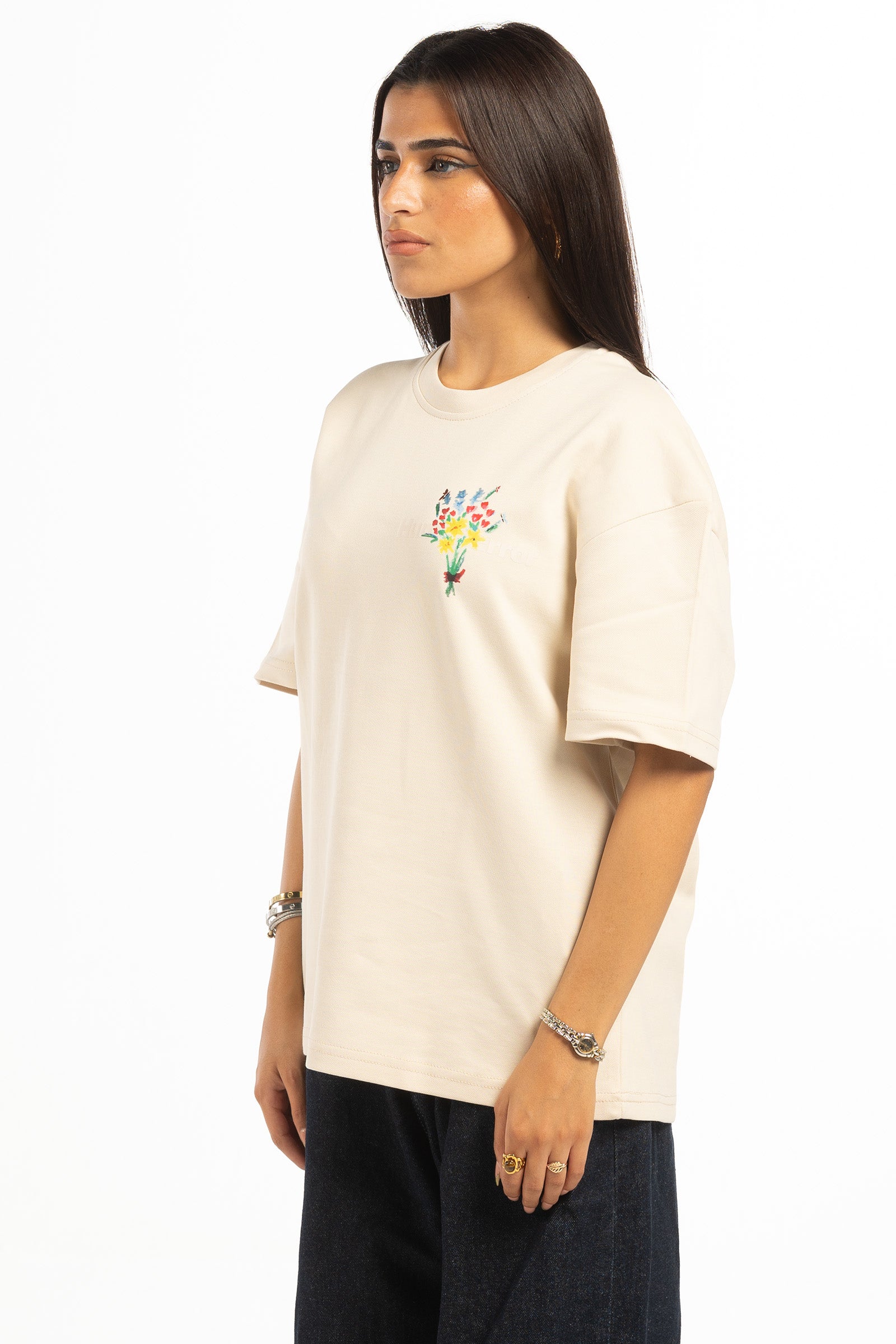 FLOWERS T-SHIRT - CREAM