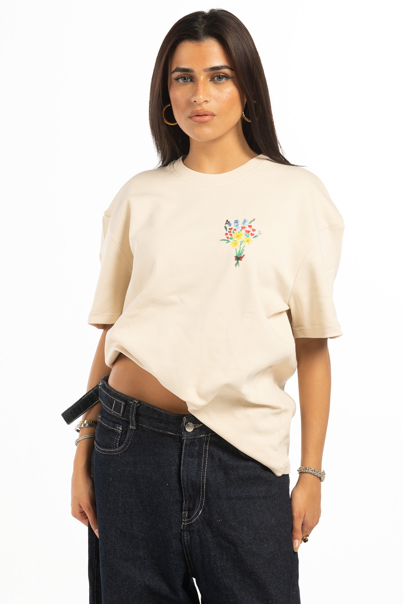 FLOWERS T-SHIRT - CREAM